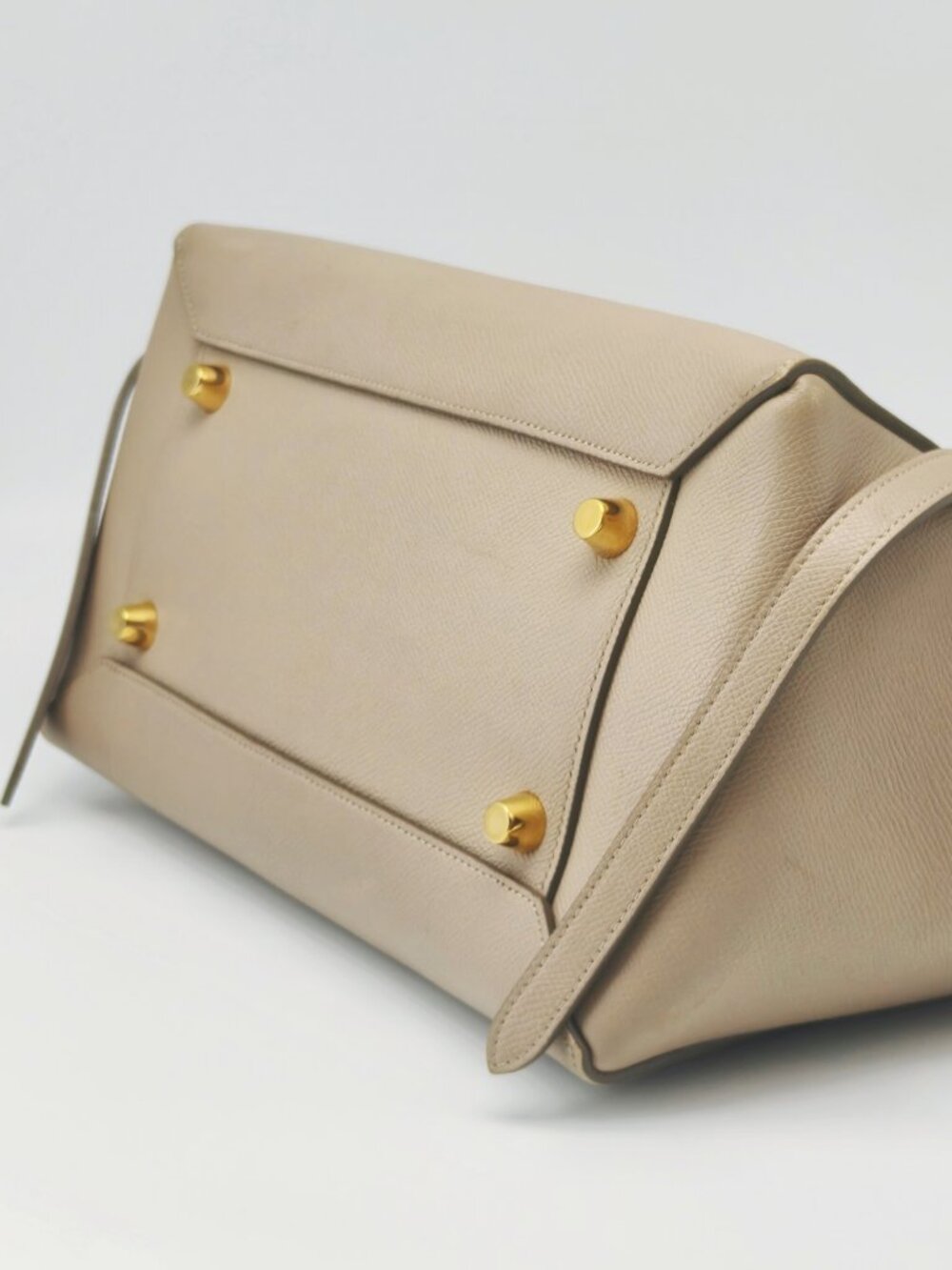 Celine Mini Belt Bag Beige Grained Leather Top Handle Handbag - Picture 5 of 13